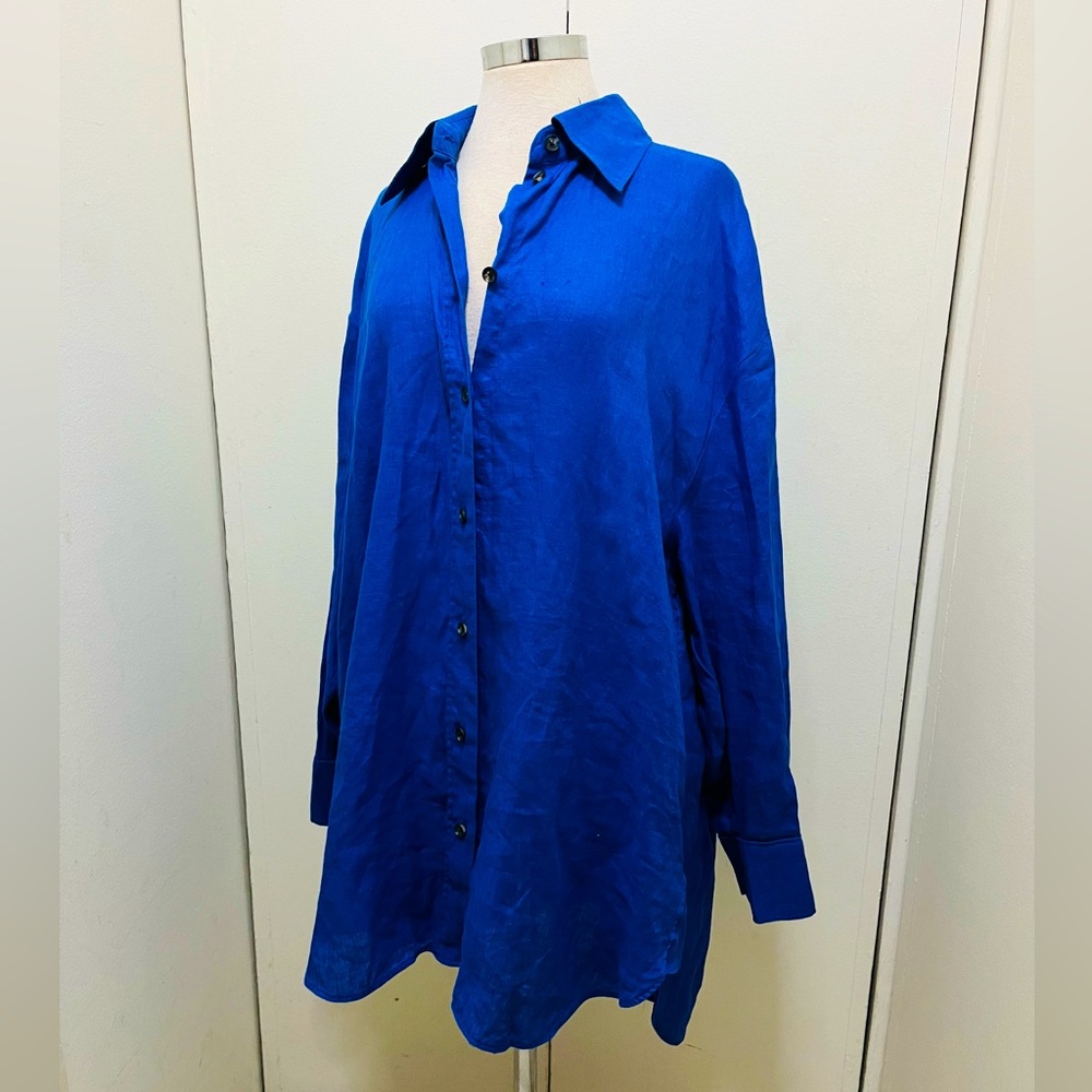 COS Linen Long Sleeve Button-Up Tunic - Picture 2 of 7